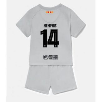 Kids Barcelona Memphis Depay #14 Derde tenue 2022-23 Korte Mouw (+ Korte broeken)