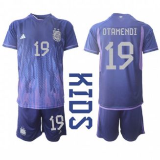 Kids Argentinië Nicolas Otamendi #19 Uit tenue WK 2022 Korte Mouw (+ Korte broeken)