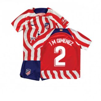 Kids Atletico Madrid Jose Gimenez #2 Thuis tenue 2022-23 Korte Mouw (+ Korte broeken)