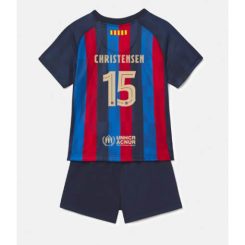 Kids Barcelona Andreas Christensen #15 Thuis tenue 2022-23 Korte Mouw (+ Korte broeken)