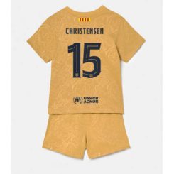 Kids Barcelona Andreas Christensen #15 Uit tenue 2022-23 Korte Mouw (+ Korte broeken)