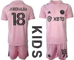 Kids Inter Miami Jordi Alba #18 Thuis tenue 2023-24 Korte Mouw (+ Korte broeken)