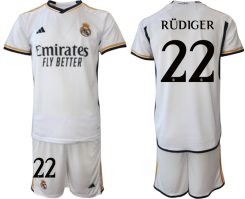 Real Madrid Antonio Rudiger #22 Thuis tenue Mensen 2023-24 Korte Mouw (+ Korte broeken)