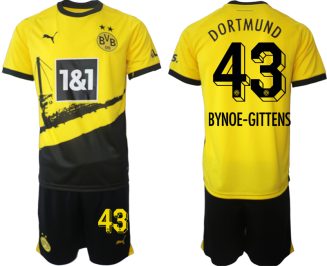 Borussia Dortmund Thuisshirt Jamie Bynoe-Gittens #43 Voetbalshirts 2023-2024 Korte Mouw (+ Korte broeken)