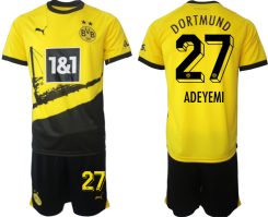 Borussia Dortmund Thuisshirt Karim Adeyemi #27 Voetbalshirts 2023-2024 Korte Mouw (+ Korte broeken)