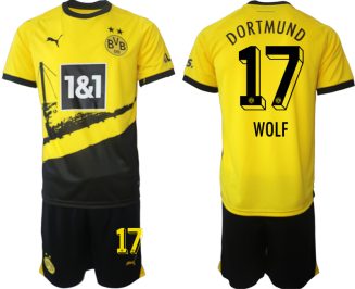 Borussia Dortmund Thuisshirt Marius Wolf #17 Voetbalshirts 2023-2024 Korte Mouw (+ Korte broeken)