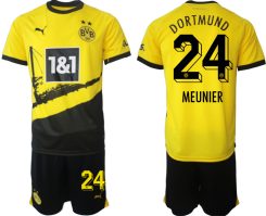 Borussia Dortmund Thuisshirt Thomas Meunier #24 Voetbalshirts 2023-2024 Korte Mouw (+ Korte broeken)