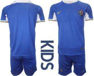 Chelsea Thuisshirt 2023-2024 Kids Voetbalshirts Korte Mouw (+ Korte broeken)