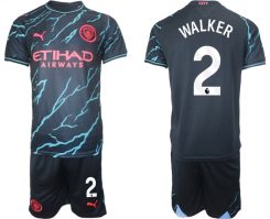 Manchester City Kyle Walker #2 Derde Shirt 2023-2024 Voetbalshirts Korte Mouw (+ Korte broeken)