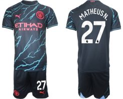 Manchester City Matheus Nunes #27 Derde Shirt 2023-2024 Voetbalshirts Korte Mouw (+ Korte broeken)