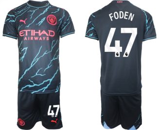 Manchester City Phil Foden #47 Derde Shirt 2023-2024 Voetbalshirts Korte Mouw (+ Korte broeken)