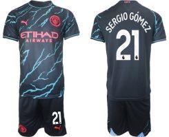 Manchester City Sergio Gomez #21 Derde Shirt 2023-2024 Voetbalshirts Korte Mouw (+ Korte broeken)