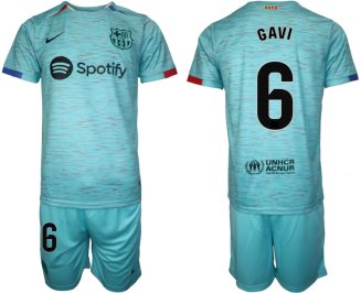 Barcelona Gavi #6 Derde Shirt 2023-24 Voetbalshirts Korte Mouw (+ Korte broeken)