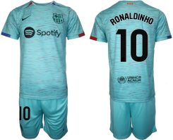 Barcelona Ronaldinho #10 Derde Shirt 2023-24 Voetbalshirts Korte Mouw (+ Korte broeken)