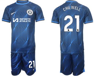 Chelsea Ben Chilwell #21 Uitshirt 2023/24 Korte Mouw (+ Korte broeken) Voetbalshirts