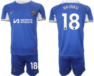 Chelsea Christopher Nkunku #18 Thuisshirt 2023/24 Korte Mouw (+ Korte broeken) Voetbalshirts