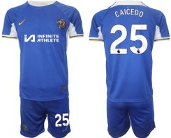 Chelsea Moises Caicedo #25 Thuisshirt 2023/24 Korte Mouw (+ Korte broeken) Voetbalshirts