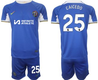 Chelsea Moises Caicedo #25 Thuisshirt 2023/24 Korte Mouw (+ Korte broeken) Voetbalshirts