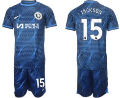 Chelsea Nicolas Jackson #15 Uitshirt 2023/24 Korte Mouw (+ Korte broeken) Voetbalshirts