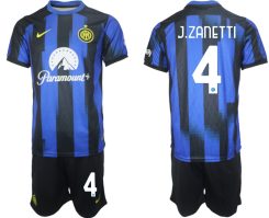 Inter Milan Javier Zanetti #4 Thuisshirt 2023/24 Korte Mouw (+ Korte broeken) Voetbalshirts