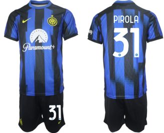 Inter Milan Lorenzo Pirola #31 Thuisshirt 2023/24 Korte Mouw (+ Korte broeken) Voetbalshirts