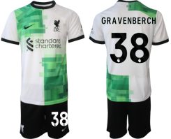 Liverpool Ryan Gravenberch #38 Uitshirt 2023/24 Korte Mouw (+ Korte broeken) Voetbalshirts