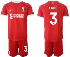 Liverpool Wataru Endo #3 Thuisshirt 2023/24 Korte Mouw (+ Korte broeken) Voetbalshirts