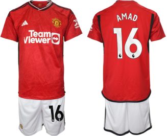 Manchester United Amad Diallo #16 Thuisshirt 2023/24 Korte Mouw (+ Korte broeken) Voetbalshirts