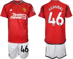 Manchester United Hannibal Mejbri #46 Thuisshirt 2023/24 Korte Mouw (+ Korte broeken) Voetbalshirts