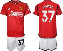 Manchester United Kobbie Mainoo #37 Thuisshirt 2023/24 Korte Mouw (+ Korte broeken) Voetbalshirts