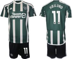 Manchester United Rasmus Hojlund #11 Uitshirt 2023/24 Korte Mouw (+ Korte broeken) Voetbalshirts