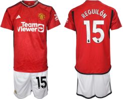 Manchester United Sergio Reguilon #15 Thuisshirt 2023/24 Korte Mouw (+ Korte broeken) Voetbalshirts