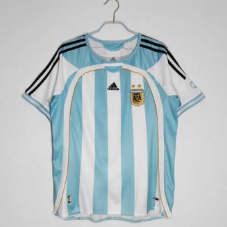 Argentinië 2006 Thuis tenue Korte Mouw Klassieke Retro Voetbalshirts