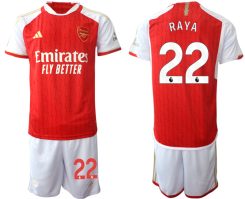 Arsenal David Raya #22 Thuisshirt 2023-24 Mensen Korte Mouw (+ Korte broeken) Voetbalshirts