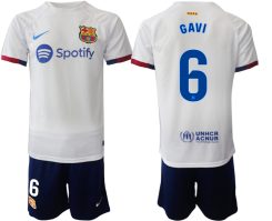 Barcelona Gavi #6 Uitshirt 2023-24 Mensen Korte Mouw (+ Korte broeken) Voetbalshirts