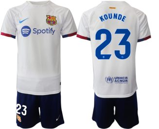 Barcelona Jules Kounde #23 Uitshirt 2023-24 Mensen Korte Mouw (+ Korte broeken) Voetbalshirts