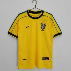 Brazilië 1998 Thuis tenue Korte Mouw Klassieke Retro Voetbalshirts