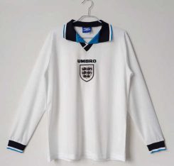 Engeland 1996 Thuis tenue Lange Mouwen Klassieke Retro Voetbalshirts