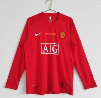 Manchester United 2007/08 Thuis tenue kampioen Lange Mouwen Klassieke Retro Voetbalshirts