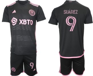 Inter Miami Luis Suarez #9 Uitshirt 2023-24 Mensen Korte Mouw (+ Korte broeken) Voetbalshirts