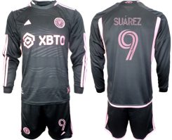 Inter Miami Luis Suarez #9 Uitshirt 2023-24 Mensen Lange Mouwen (+ Korte broeken) Voetbalshirts