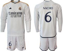 Real Madrid Nacho #6 Thuisshirt 2023-24 Mensen Lange Mouwen (+ Korte broeken) Voetbalshirts