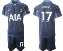 Tottenham Hotspur Cristian Romero #17 Uitshirt 2023-24 Mensen Korte Mouw (+ Korte broeken) Voetbalshirts