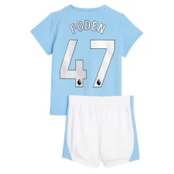 Kids Manchester City Phil Foden #47 Thuisshirt 2023-2024 Voetbalshirts Korte Mouw (+ Korte broeken)