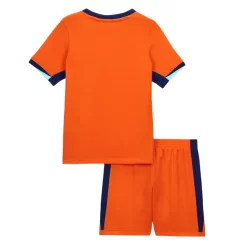 Kids Nederland Thuisshirt EK 2024 Voetbalshirts Korte Mouw (+ Korte broeken)-1