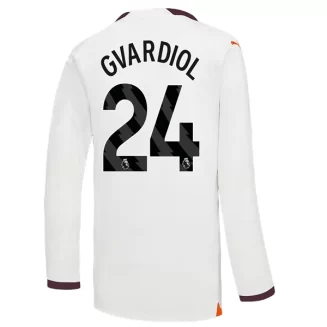 Manchester City Joško Gvardiol #24 Uitshirt 2023-2024 Voetbalshirts Lange Mouwen