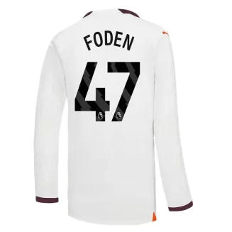 Manchester City Phil Foden #47 Uitshirt 2023-2024 Voetbalshirts Lange Mouwen