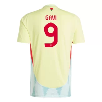 Spanje Gavi #9 Uitshirt EK 2024 Voetbalshirts Korte Mouw