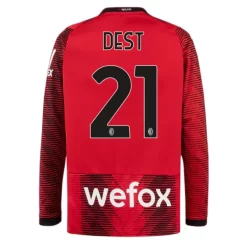 AC Milan Sergino Dest #2 Thuisshirt 2023-2024 Voetbalshirts Lange Mouwen