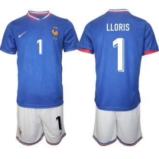 Goedkope Frankrijk Hugo Llorise #1 Thuisshirt EK 2024 Voetbalshirts 2024/25 Korte Mouw (+ Korte broeken) Kopen